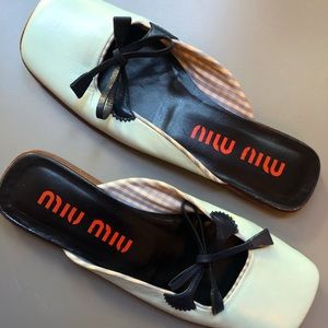 Pale aqua Miu Miu leather flats